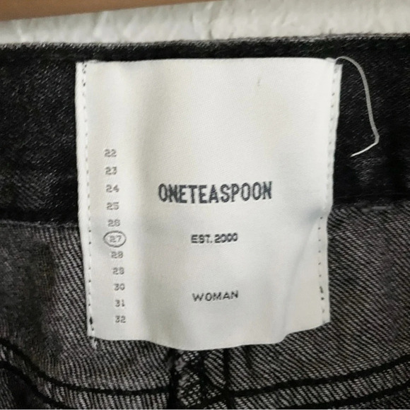 One Teaspoon Junkyard Distressed MicroMini Denim Skirt Black Sz 27 - Picture 7 of 7